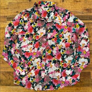 Boden Sillk Painterly Floret Shirt  -size 8